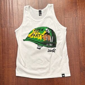 Umbrella Clothing White 'Born to Party' Tank Top, Size Medium, NWOT